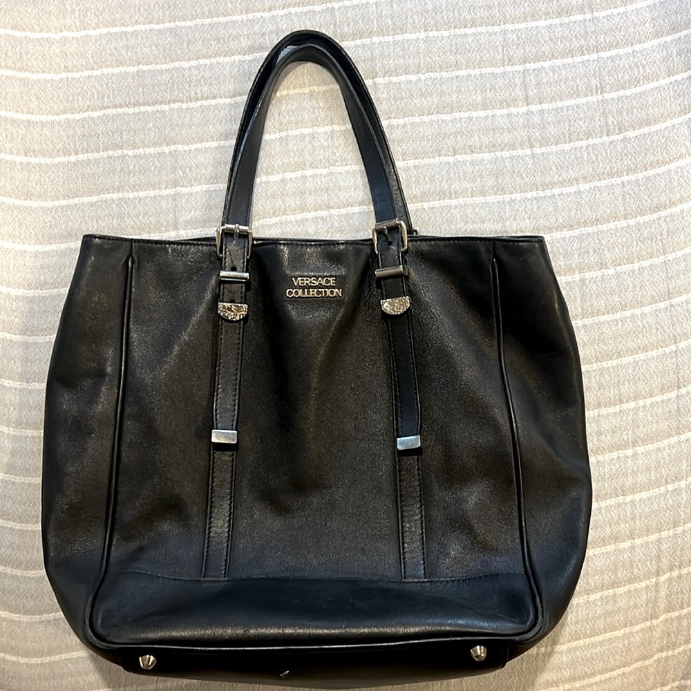 Versace collection leather tote bag